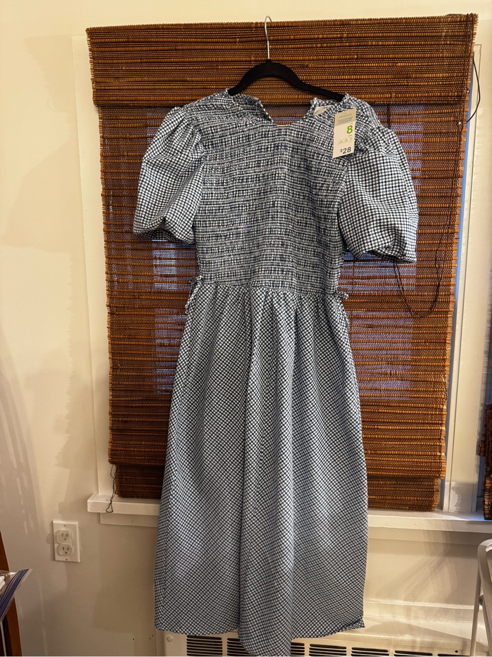 Primark Blue Gingham Puff-Sleeve Dress-NWT